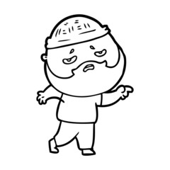 cartoon worried man with beard