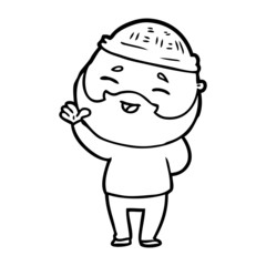 cartoon happy bearded man