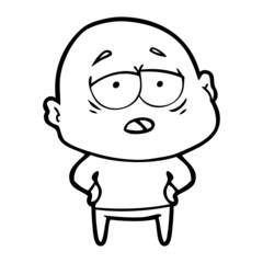 cartoon tired bald man