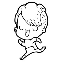 cute cartoon girl with hipster haircut