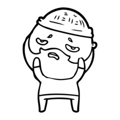 cartoon worried man with beard