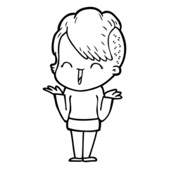 cartoon happy hipster girl