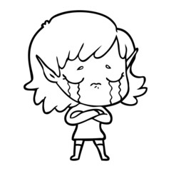 cartoon crying elf girl