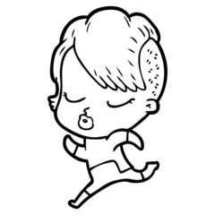 cartoon pretty hipster girl