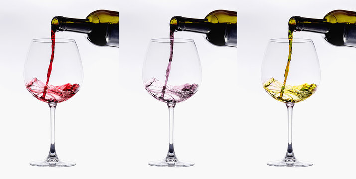 Pouring from wine bottle into an elegant crystal glass. Sequens