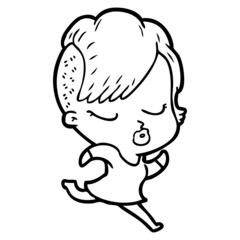 cartoon pretty hipster girl