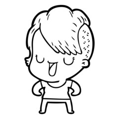 cute cartoon girl with hipster haircut