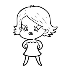 cartoon stressed woman