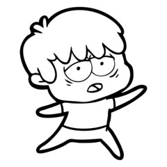cartoon exhausted boy