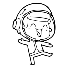 happy cartoon astronaut