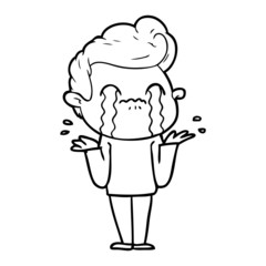 cartoon man crying
