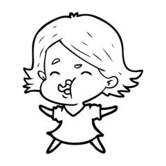 cartoon girl pulling face