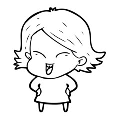 happy cartoon girl
