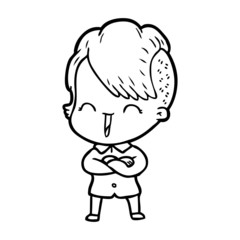 Obraz premium cartoon happy hipster girl