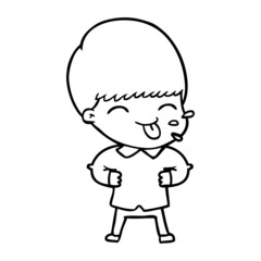 Obraz premium cartoon boy sticking out tongue