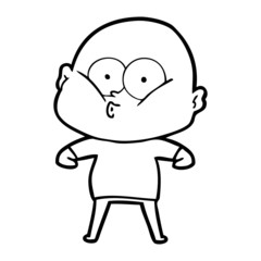 cartoon bald man staring