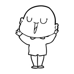 happy cartoon bald man