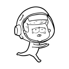 cartoon tired astronaut