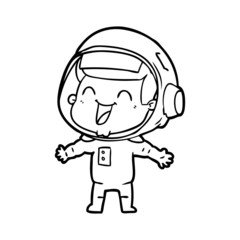 happy cartoon astronaut