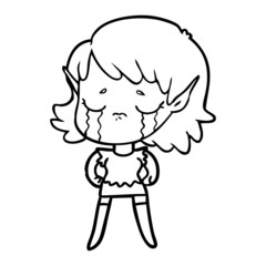 cartoon crying elf girl