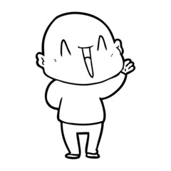 happy cartoon bald man