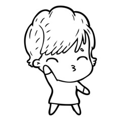 cartoon woman thinking