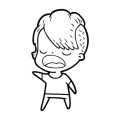 cartoon cool hipster girl talking