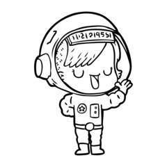 cartoon astronaut woman