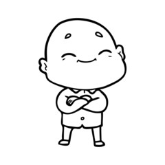 cartoon happy bald man