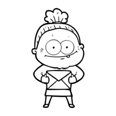 cartoon happy old woman