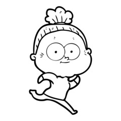 cartoon happy old woman