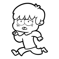 cartoon exhausted boy