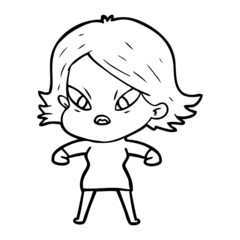 cartoon stressed woman