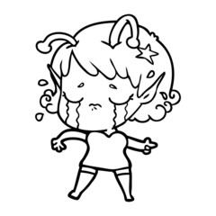 Fototapeta premium cartoon crying alien girl