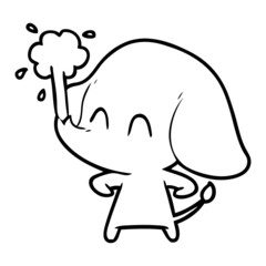 Fototapeta premium cute cartoon elephant spouting water