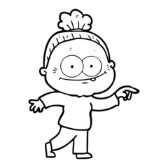 cartoon happy old woman