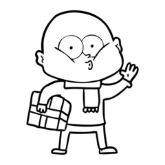 cartoon bald man staring