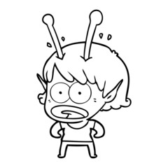 cartoon shocked alien girl