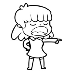 cartoon woman talking loudly