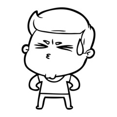 cartoon man sweating