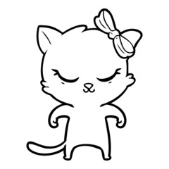 cute cartoon cat with bow