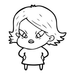 cartoon stressed woman