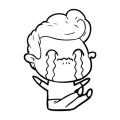 Fototapeta premium cartoon man crying