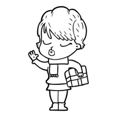 cartoon woman with eyes shut