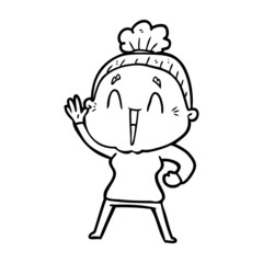 cartoon happy old lady