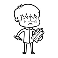 cartoon exhausted boy