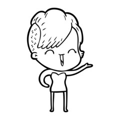 cartoon happy hipster girl