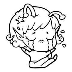 cartoon crying alien girl