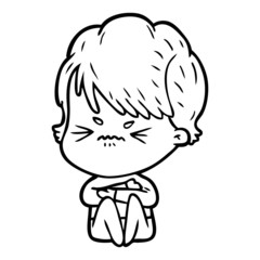 cartoon frustrated woman