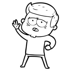 cartoon tired man